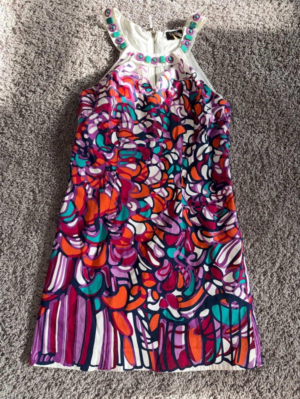 Laundry By Shelli Segal Purple Pink Orange Multi-Color Midi Dress